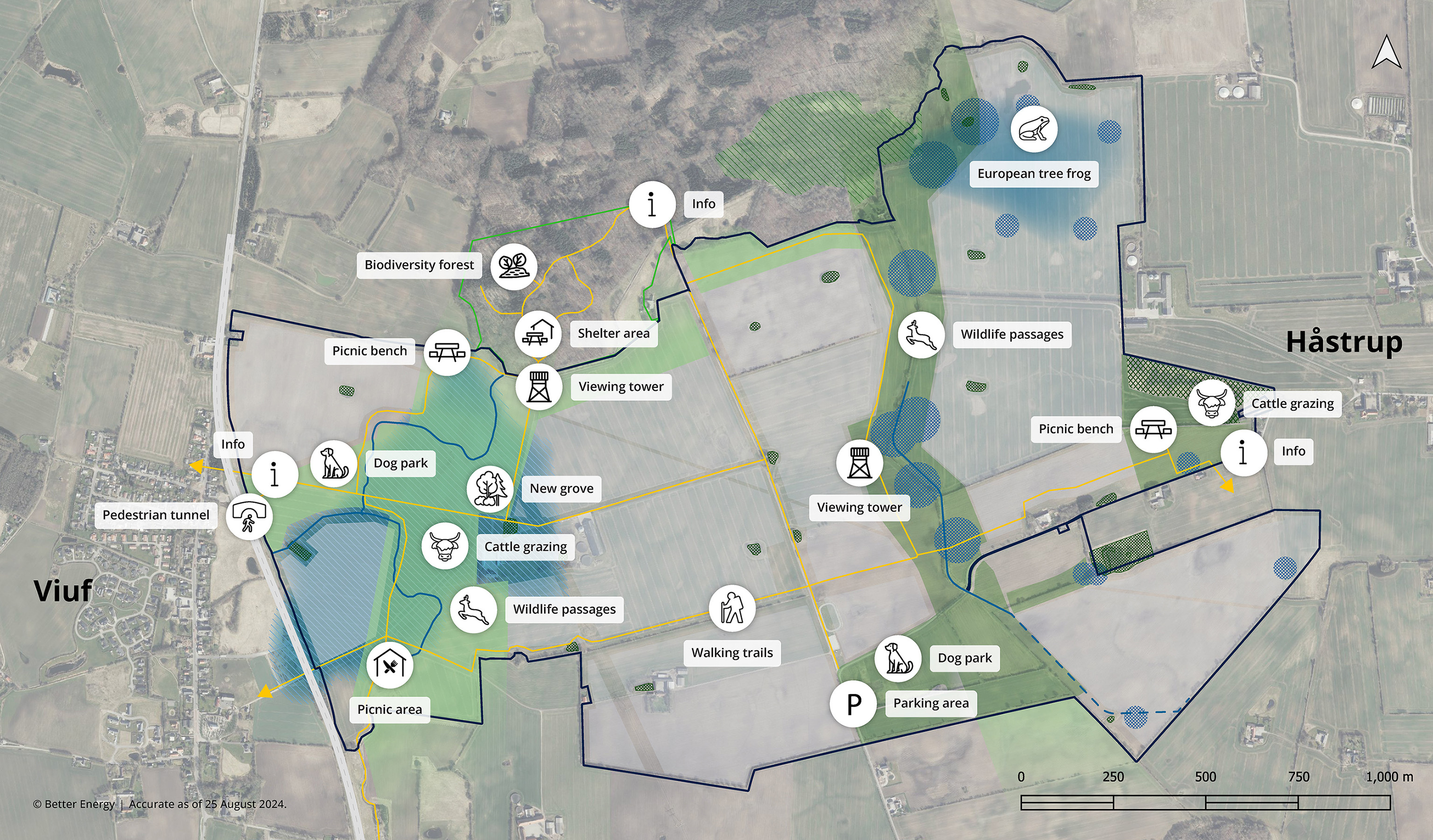 Mapa farm solarnych Viuf i Håstrup.
