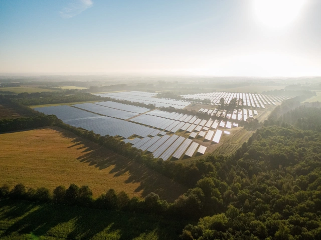 Solar park seen from above